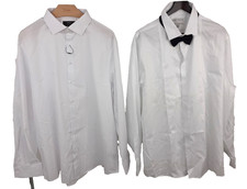 M S Men's Regular Fit Shirts Size 18" Collar 2Pcs White Long Sleeves NEW