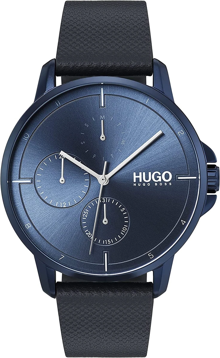 BOSS Orologio Uomo 1513500 - Quarzo 2 Lancette, Cassa 42 Mm, Pelle Nera, 3 ATM, Design Minimal