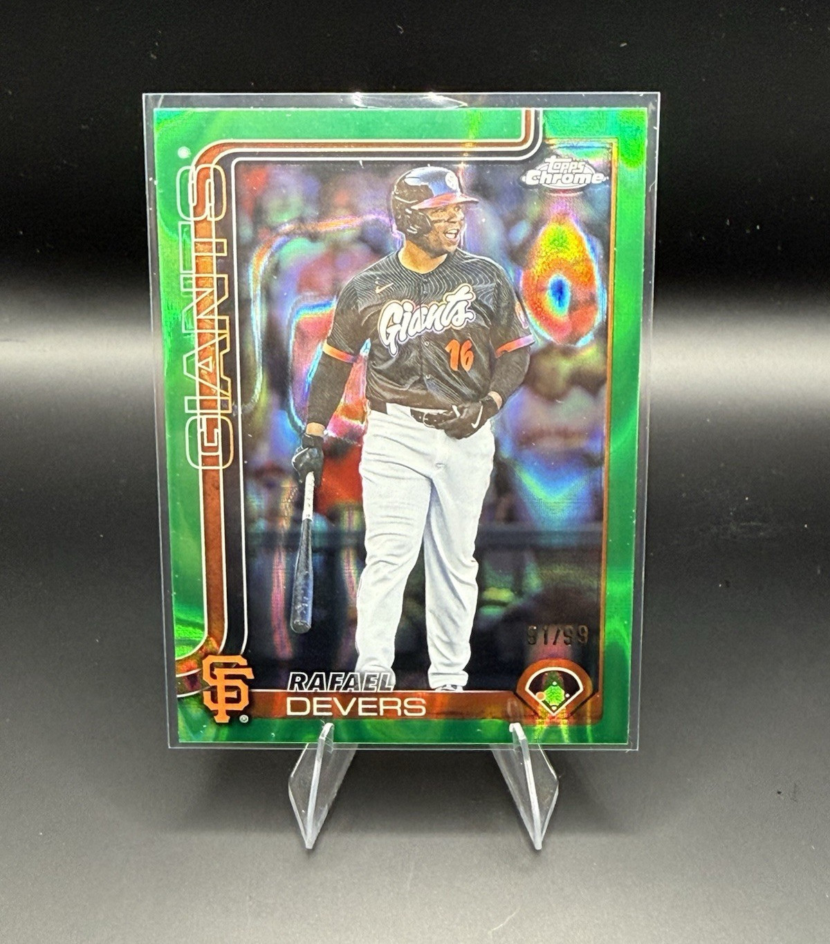 Topps 2025 Chrome Update Green Lava Refractor  /99 Rafael Devers #USC105