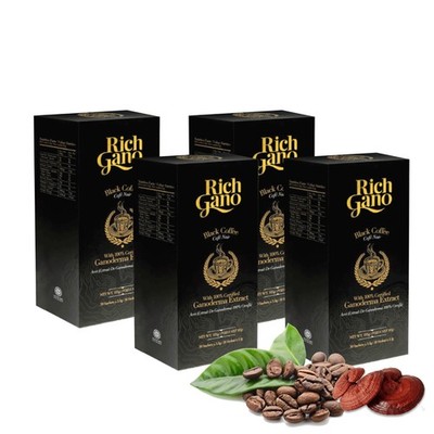4 boxes Rich Gano Gold Black Coffee Premium Gourmet Reishi Mushroom Ganoderma