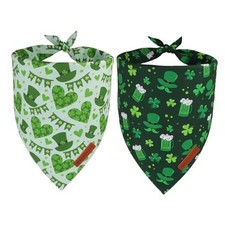 St Patricks Day Dog Bandana, Green Shamrock Pet Scarf, Large St Patrick Day