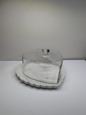 Heart Cake Stand with Dome Glass Cover Marble Base Cake Plate Serving Platter