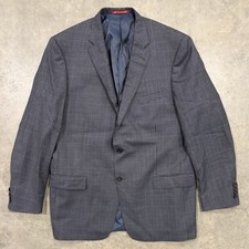 Hart Schaffner  Marx Men  s 100 Wool Houndstooth Blazer Jacket Blue   USA   48L