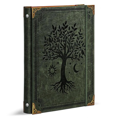 Ovesmusl Leather 3 Ring Binder Fits 8.5''x11'' 1'' (10''x12.5''), Green Tree