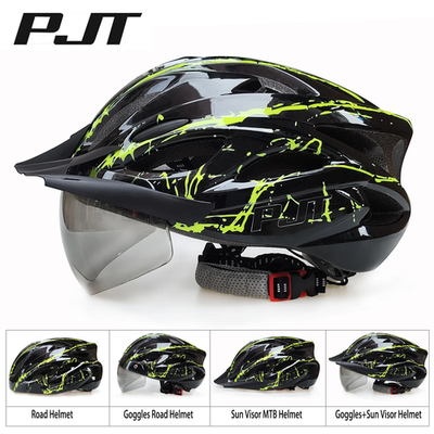 PJT 4-in-1 Bike Helmet Adult MTB Road Cycling w/ Visor & Goggles 18 Vents |  eBay