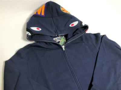 A BATHING APE SHARK FULL ZIP HOODIE navy bape new wgm L | eBay