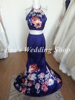 Schnäppchen - blau geblümt 2-teilig Alexia Designs Ballkleid US 0 - UK 4  
