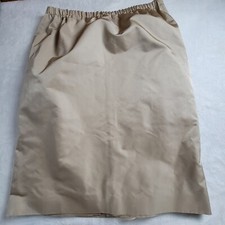 Escada Beige Silk Midi Skirt With Pleated Back Elastic Waistband Size 46