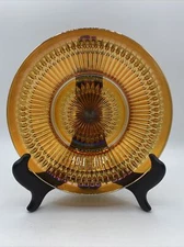 Jeanette Anniversary Cereal Side Bowl Marigold Carnival Glass Iridescent 7” MCM