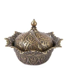 Traditional Turkish Delight Sugar Candy Bowl with lid Decorative Metal Bowl 