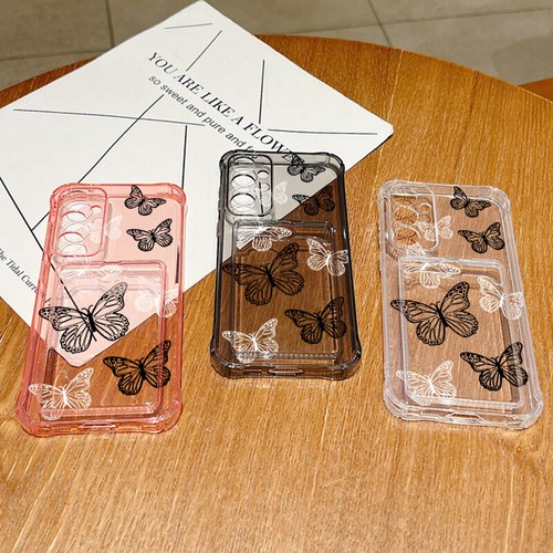 Case With Holder Slot For Samsung S24 FE S23 S22 A16 A15 A55 Butterfly TPU Cover - Zdjęcie 7 z 12