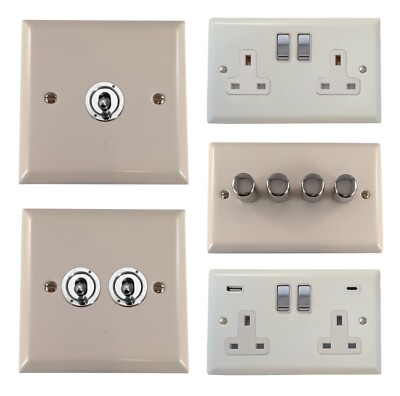 G&H Spectrum Plate matt weiß SW2-PC Lichtschalter, Steckdosen, USB, Kippschalter