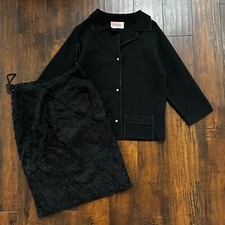 1960  s VTG Wool Cardigan Coltalia Imports Black Women  s Rockabilly 60s Skirt