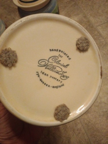 RARE Colonial Williamsburg iden pottery Hand Painted Rooster Canister Set 3 - Picture 3 of 11
