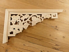 1 Huge Wood Corbel Mantle Shelf Brackets Large Grape Vine Porch 17 3/4" X 10"