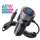 60W Bluetooth 5.4 FM Transmitter PD QC 3.0 Super Fast Car Charger Dual Mics