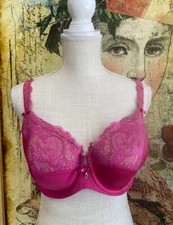 Curvy Couture Pink 42C Tulip Lace Underwire Push-up Bra New