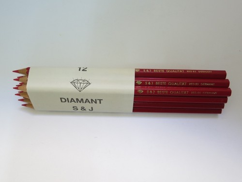 12 VINTAGE "DIAMANT" PENCILS: "RED 85" COLORED PENCILS - GERMANY - UNUSED, NOS - Picture 1 of 4