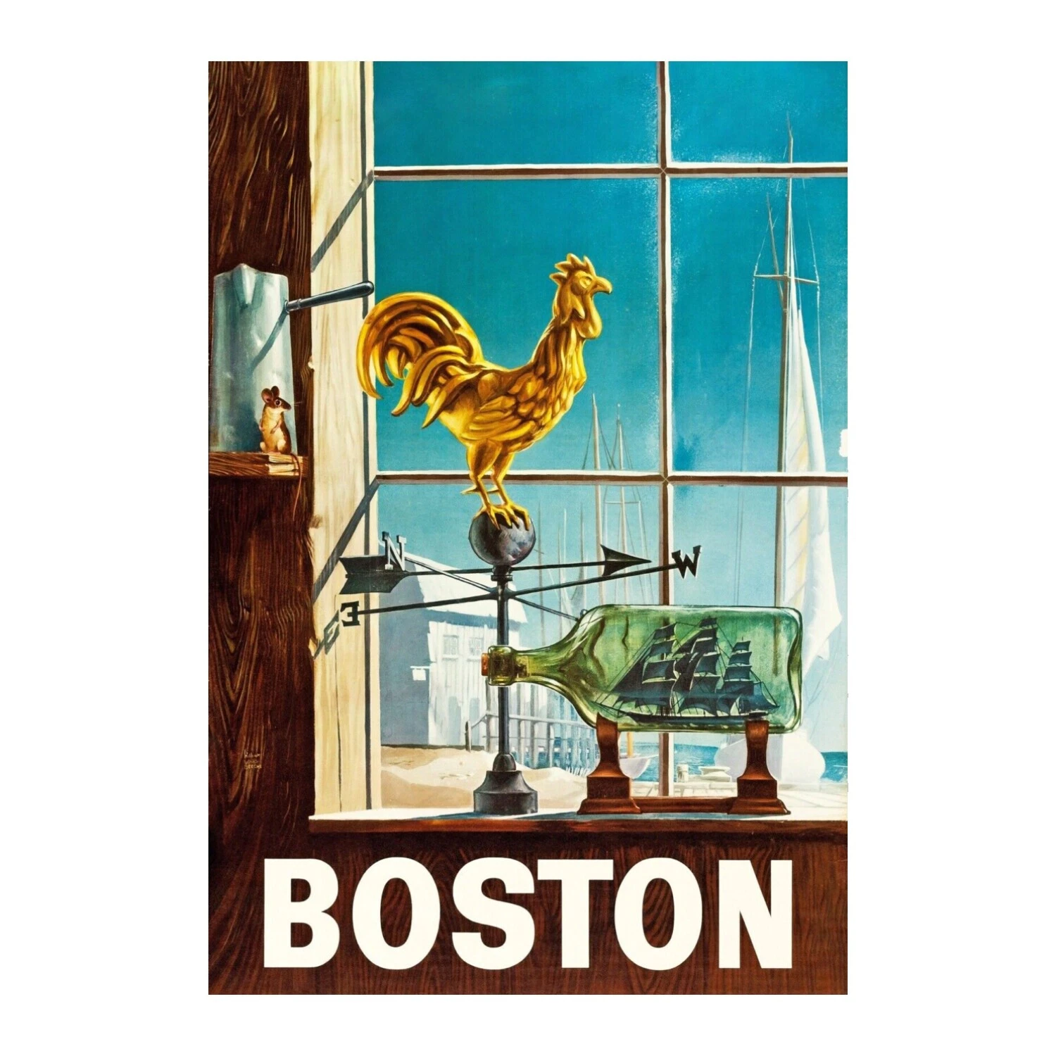 现代主义钓鱼艺术海报