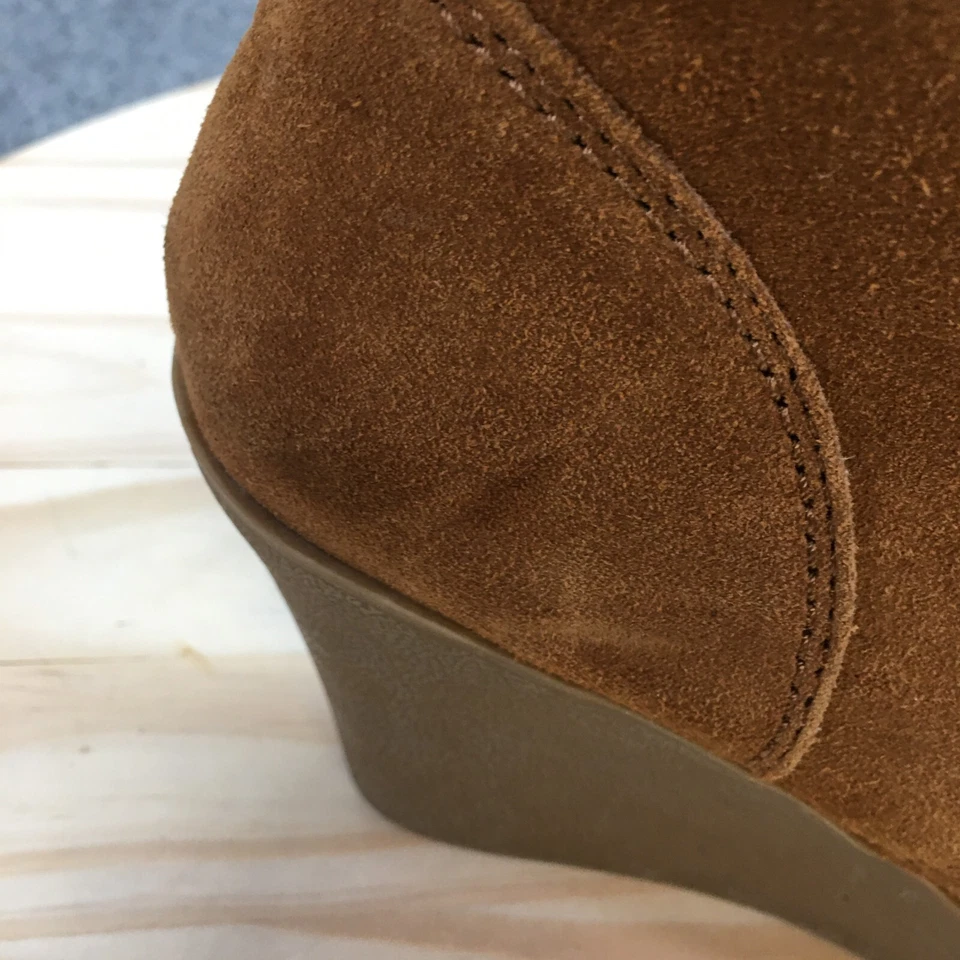 Merona ботинки женщин 8 Kadence чукка коричневый кожаный шнурует вверх лодыжки верхний на танкетке каблуки - Изображение 3 из 4