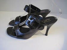 DONALD PLINER NELIA Patent Leather Metallic Bronze Heels Slides Size 6 1/2M