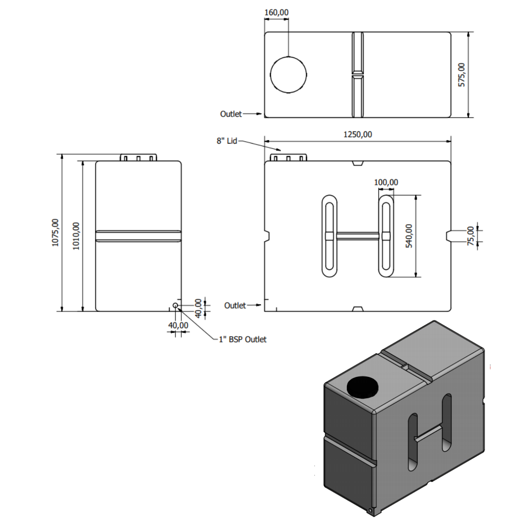 650 Litre Upright Baffled water Tank Perfect For Window Cleaning & Car