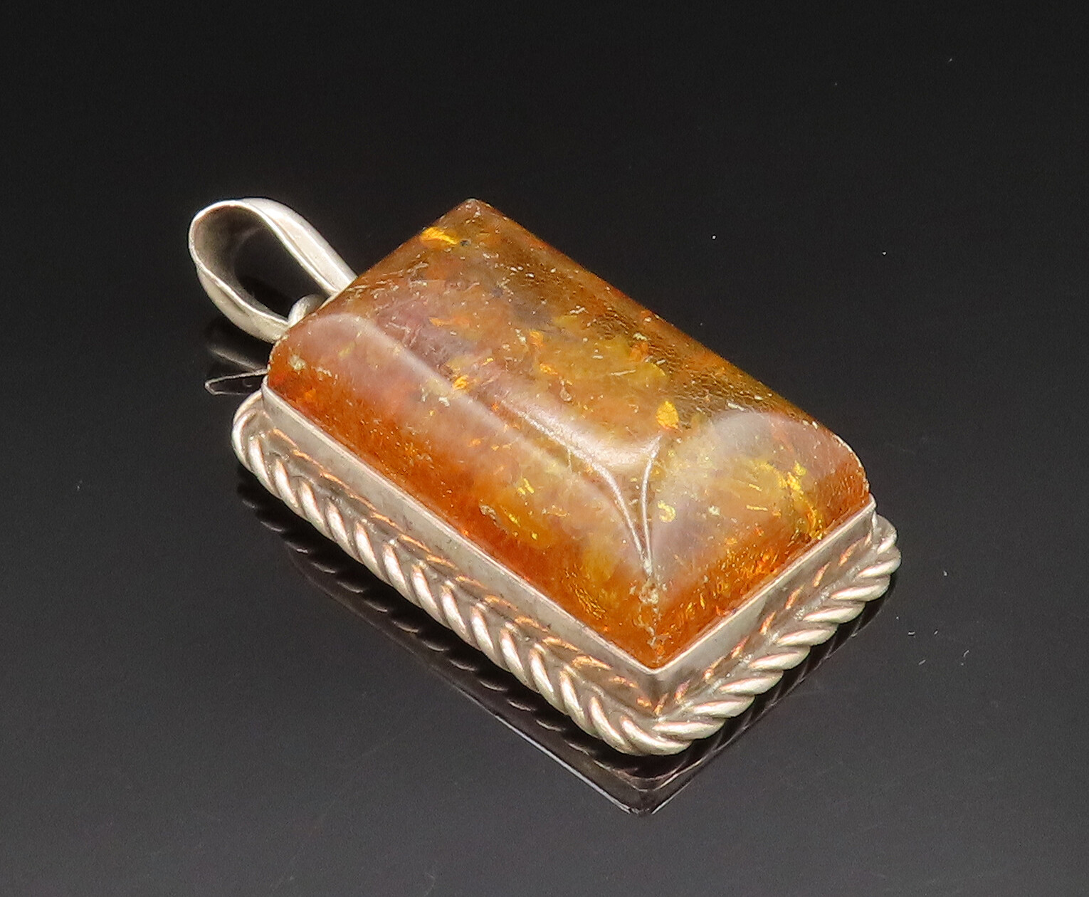 925 Silver  Vintage Rectangular Cabochon Cut Balt… - image 3