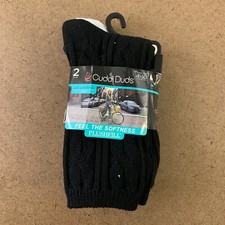 Cuddl Duds Women's Shoe Size 4-10 Black White Leg Layering Crew Socks 2 Pack NWT