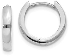 9mm 14K White Gold Hinged Hoop Earrings TM617