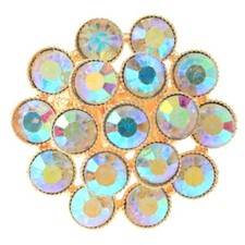 Gold Tone Stretch Metal Flower Ring With Rhinestone R1269-GAB