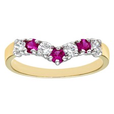 9ct Yellow Gold Cubic Zirconia Ruby Wishbone Eternity Ring By Citerna