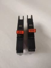 Lot of 2 Federal Pacific  20 AMP  STAB-LOCK CIRCUIT BREAKER. THIN.PREOWNED