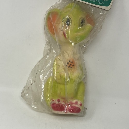 Vintage Baby World Rubber Yellow Elephant Squeeze toy Squeaker SEALED Working - Picture 4 of 7