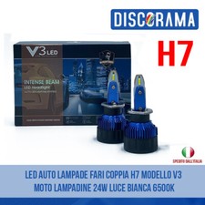 LED Auto Lampade Fari Coppia H7 Modello V3 Moto Lampadine 24W Luce Bianca 6500k - Miniatura 1