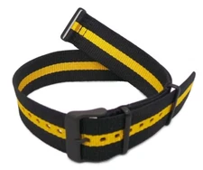 Genuine Vostok-Europe 22mm fabric strap Black With Yellow Stripe