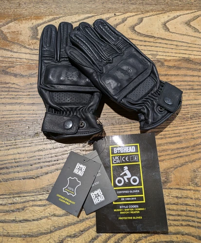 Bobhead Motorcycle Reaper Protective Glove - Black Leather