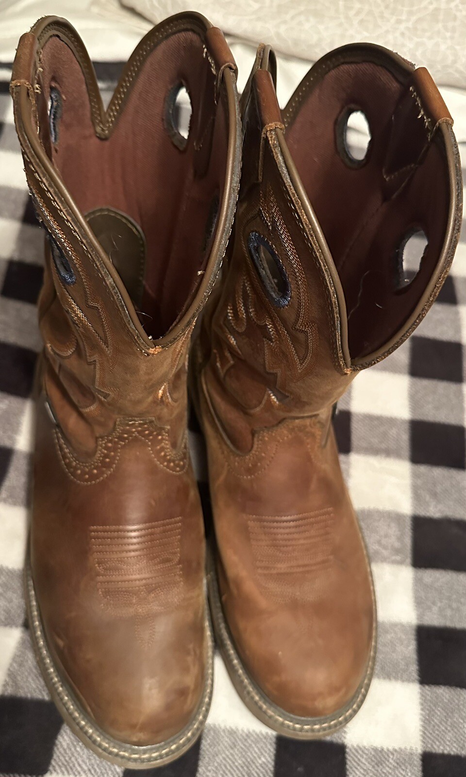 Justin Men's Rush Barley H20 Pull On Work Boot Round Soft Toe Se4470