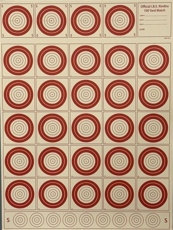 NATIONAL TARGET (100 PACK) Official IBS 100 Yard RF Target Printed in Red, 18" x24" Tagboard