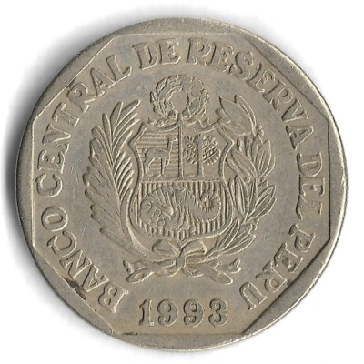 1993 Peru 1 Un Nuevo Sol World Coin - Mintage 19,356,000 - KM# 308