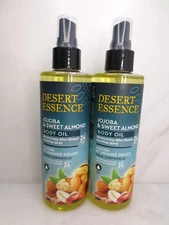 DESERT ESSENCE JOJOBA & SWEET ALMOND BODY OIL AFTER SHOWER 8.28 OZ NWOB SET OF 2