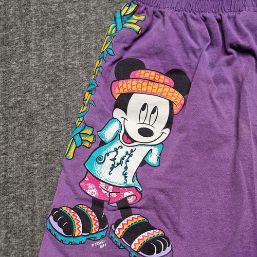 Disney Mickey Unlimited Womens L 24x4.5 Minnie Aloha Hawaii Purple Shorts Stain - Picture 6 of 15