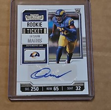 Ochaun Mathis 2023 Contenders Rookie Ticket Auto Rams