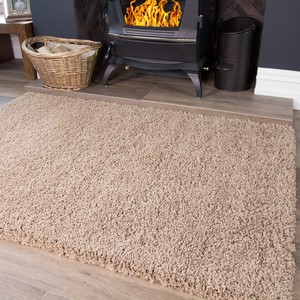 Rugs Carpets New Non Shed Beige Soft Fluffy Shaggy Rugs Warm