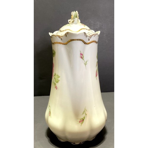 Vtg Brunswick Floral Chocolate Pitcher Gold Paint Furstenberg Procelain 9.5" H - Picture 4 of 9