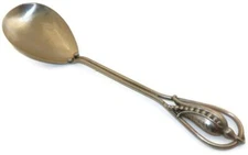 Vintage Carl Poul Petersen Sterling Hand Made Vegetable Serving Spoon, 8 5/8"