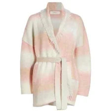 Xirena Sloane Pink White Cardigan sweater in Sherbet oversized wool blend