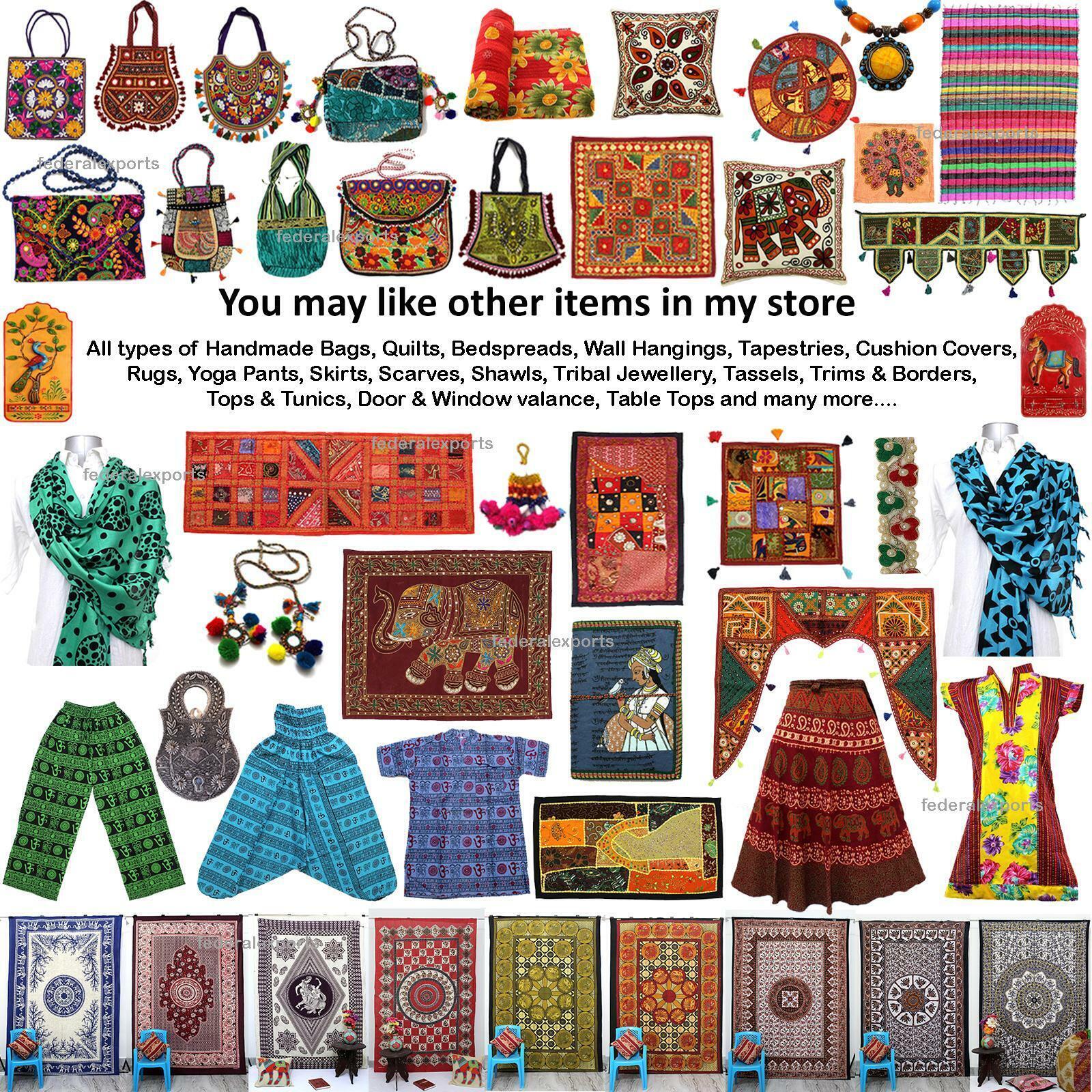 Tapisserie Murale Vintage Brodée Main Sainte Marie MSK - Motifs Indiens 39x38cm - Multicolore