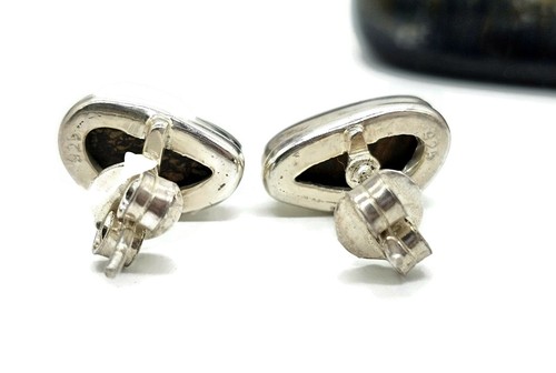 Australian Opal Studs, Sterling Silver, Blue & Green Opal, Doublets, Lucky Gemst - Picture 6 of 7