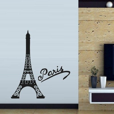 Wall Decal Paris Eiffel Tower France Lovers Inscription Word