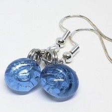 Light Blue Recycled Fused Glass Earrings - Handmade From Bottle Glass